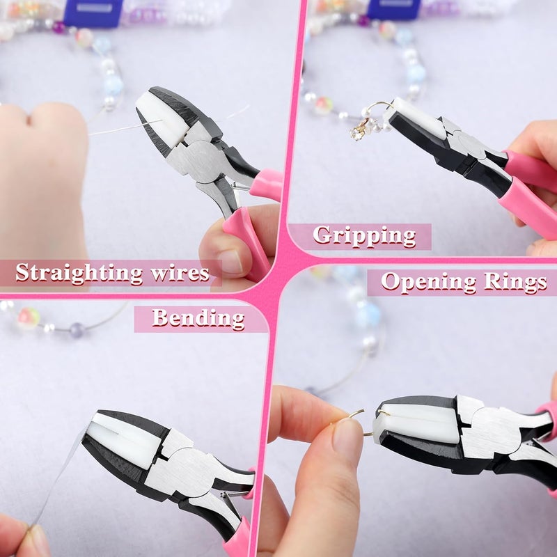 LEONTOOL Flat Nose Pliers for Jewelry Making with 2 Replacement Tips, 5 Inch Soft Jaw Pliers with Consistent Grip, Wire Straightener for Beading, Looping, Gripping, Shaping - Image 2